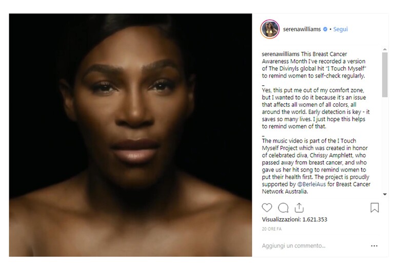 Serena Williams su instagram - RIPRODUZIONE RISERVATA