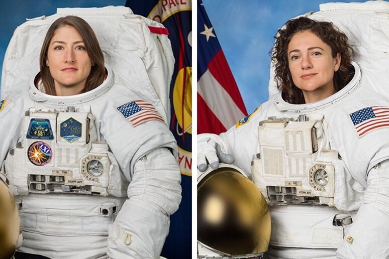 Christina Koch e Jessica Meir, le astronaute della prima passeggiata spaziale al femminile (fonte: NASA) - RIPRODUZIONE RISERVATA