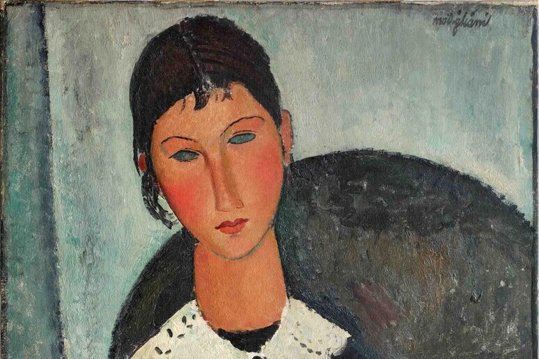 Elvire au col blanc, 1917 or 1918 - by A.Modigliani - Jonas Netter collection -     ALL RIGHTS RESERVED