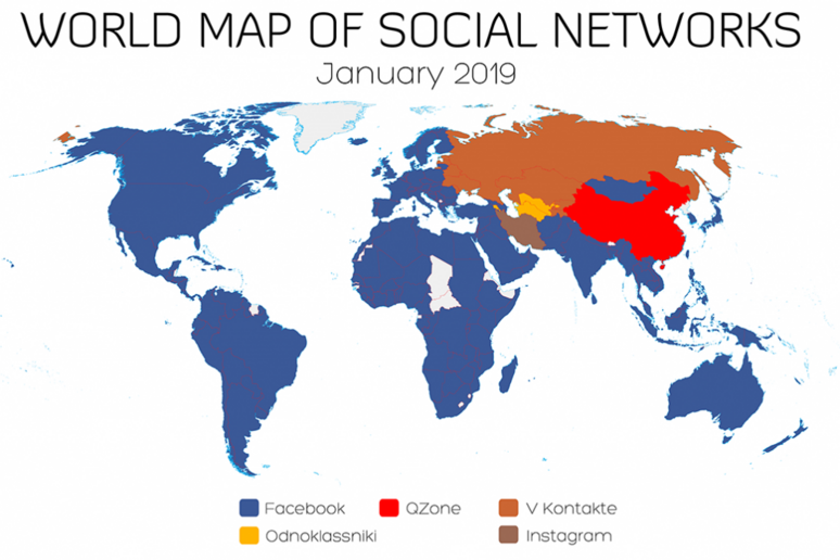Mappa mondiale social media, Facebook prende utenti a social ex Urss (Credit: Vincos.it) - RIPRODUZIONE RISERVATA