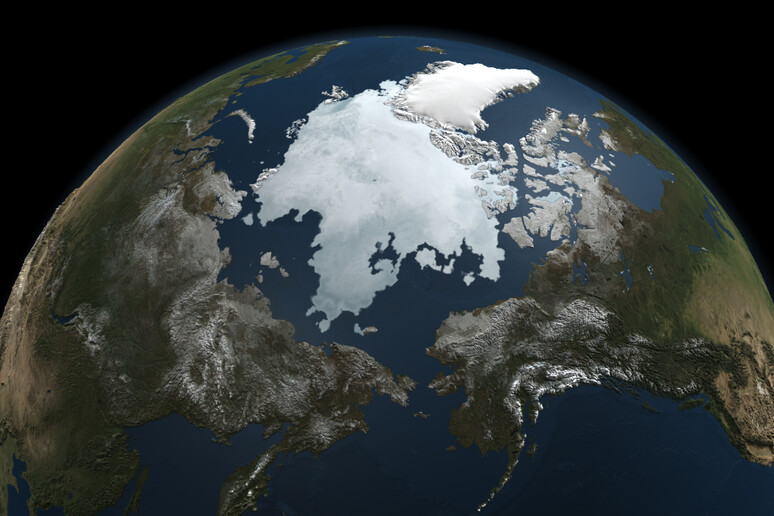 L 'Artico visto dai satelliti (fonte:  NASA/Goddard Space Flight Center Scientific Visualization Studio) - RIPRODUZIONE RISERVATA