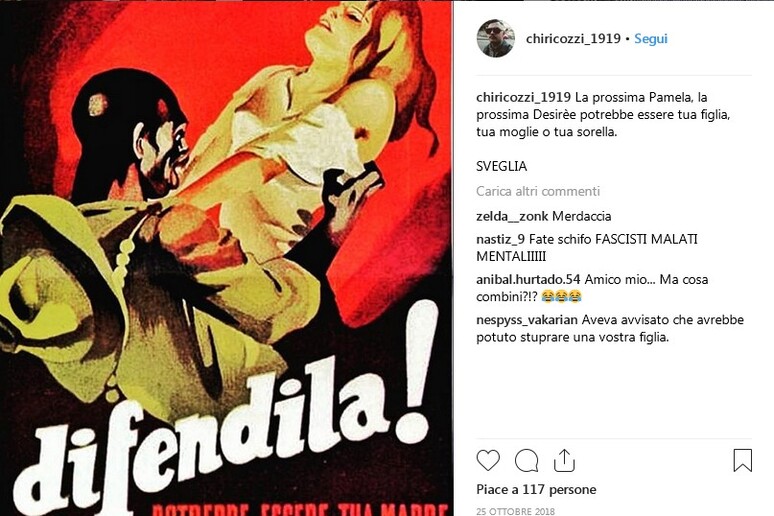 Il post sul profilo Instagram di Francesco Chiricozzi - RIPRODUZIONE RISERVATA