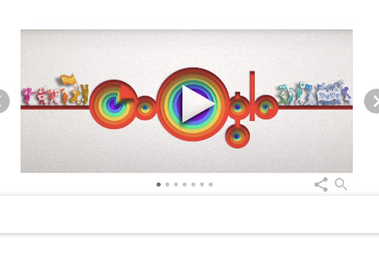 Il doodle di google per festeggiare i 50 anni del gay pride - RIPRODUZIONE RISERVATA