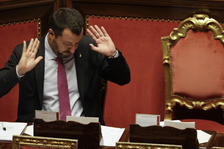 Matteo Salvini al Senato (archivio) © ANSA/AP