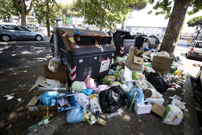 Un cumulo di rifiuti in una via di Roma (archivio) - RIPRODUZIONE RISERVATA