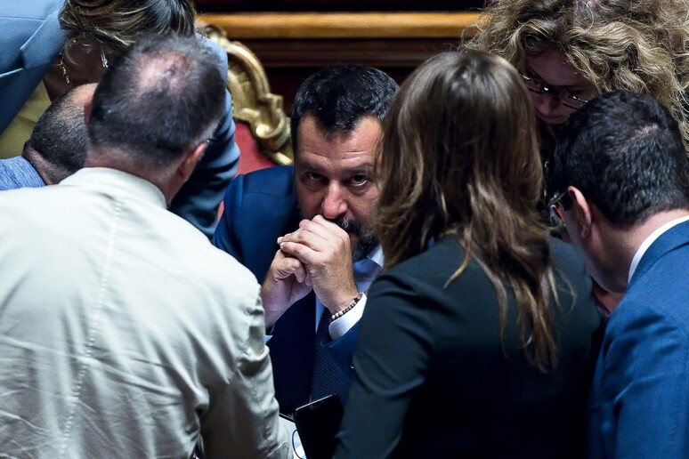 Matteo Salvini in aula al Senato il giorno della decisione sulla Tav - RIPRODUZIONE RISERVATA