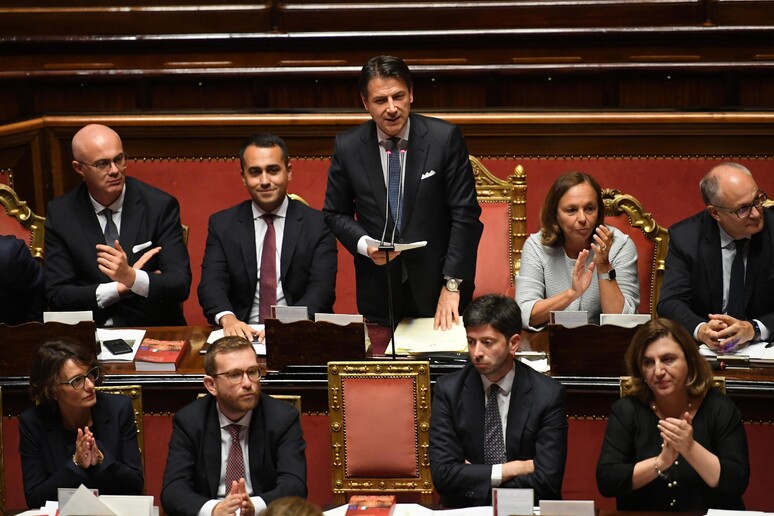 Il primo ministro Giuseppe Conte in Senato - RIPRODUZIONE RISERVATA