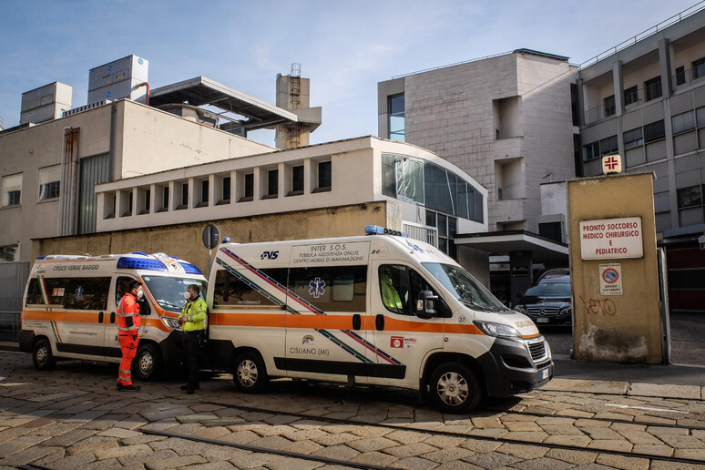 Ambulanze in coda al pronto soccorso dell 'Ospedale Fatebenefratelli a Milano in una foto di archivio - RIPRODUZIONE RISERVATA