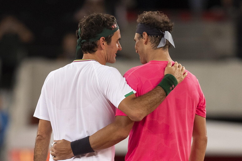 Federer e Nadal ad un recente evento di beneficenza © ANSA/EPA