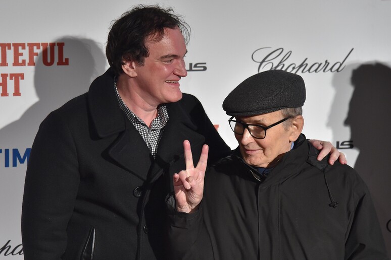 Il regista Quentin Tarantino e il compositore Ennio Morricone - RIPRODUZIONE RISERVATA
