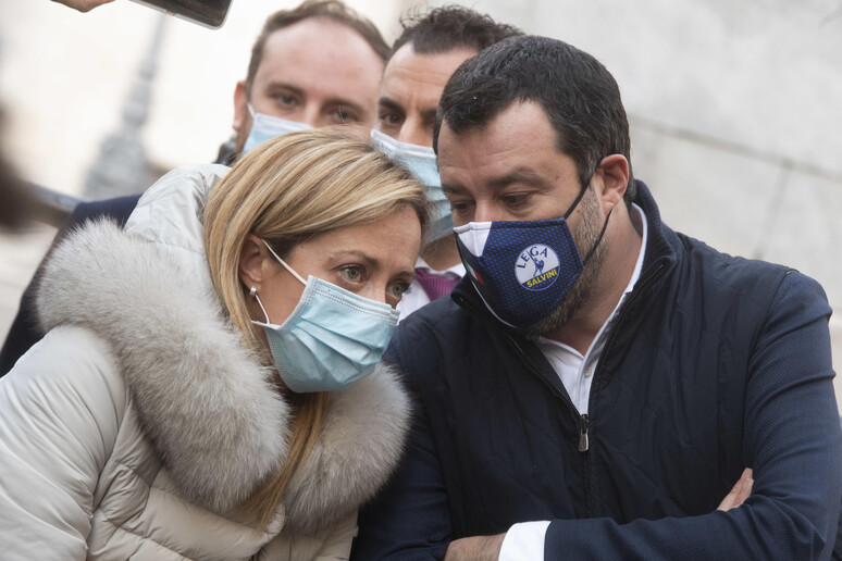 Giorgia Meloni e Matteo Salvini in una immagine di archivio - RIPRODUZIONE RISERVATA