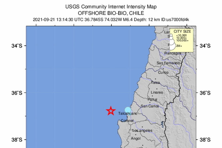 Terremoto di magnitudo 6.4 in Cile © ANSA/EPA