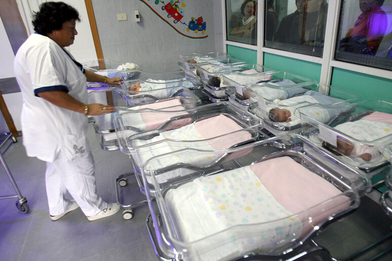 Le culle di un reparto maternità in una foto d 'archivio - RIPRODUZIONE RISERVATA