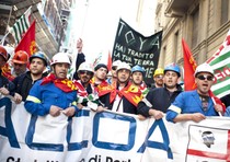 Manifestazione degli operai dell'Alcoa a Roma