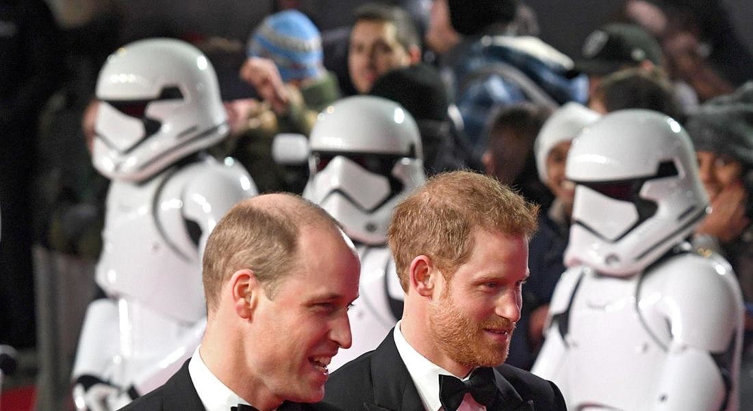 Britain's Prince William (L) and Prince Harry (C) as they arrive at the UK Premiere of 'Star Wars: The Last Jedi' at the Royal Albert Hall in London, Britain, 12 December 2017. © EPA