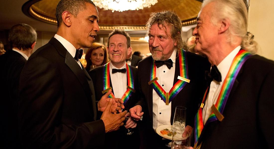 Led Zeppelin con l'ex presidente Usa Obama © ANSA