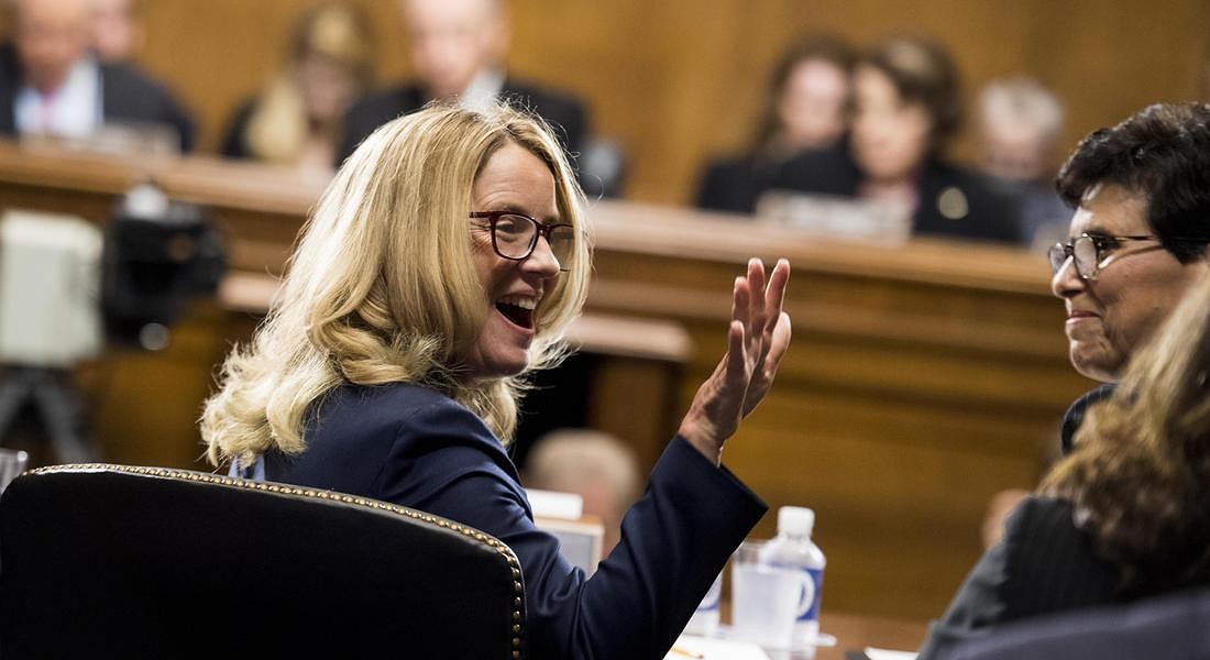 Christine Blasey Ford durante l'audizione di Brett Kavanaugh al Senato © AP