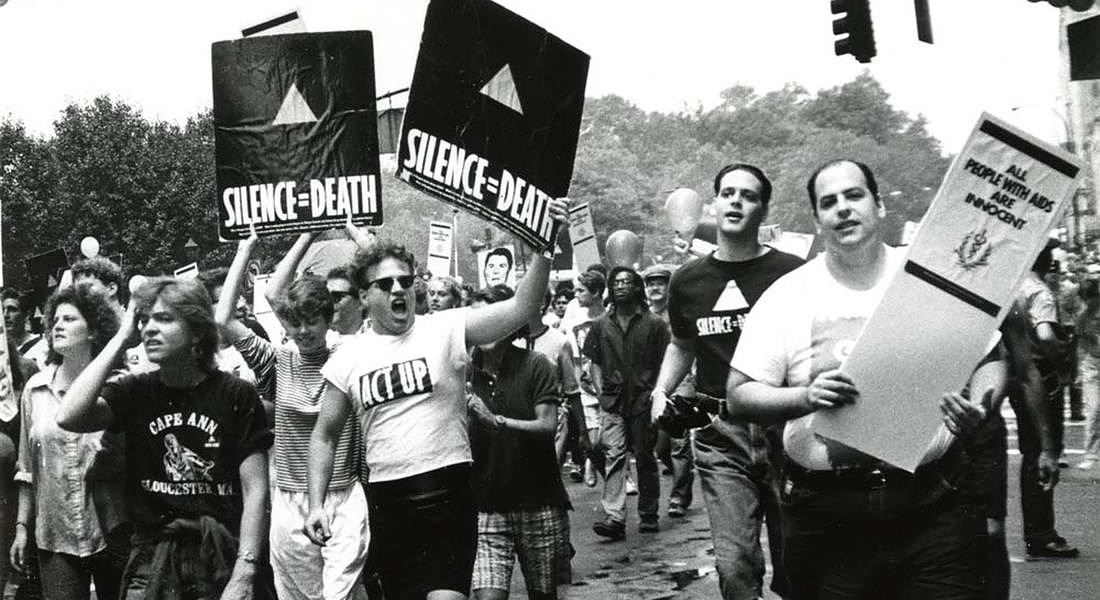 NEW YORK CELEBRA I 50 ANNI DEI MOTI DI STONEWALL Eugene Gordon ACT UP activists at Pride March, 1988  New-York Historical Society Library © ANSA