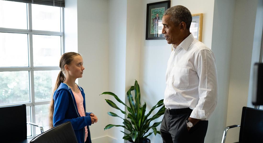 Obama meets with Greta Thunberg © EPA
