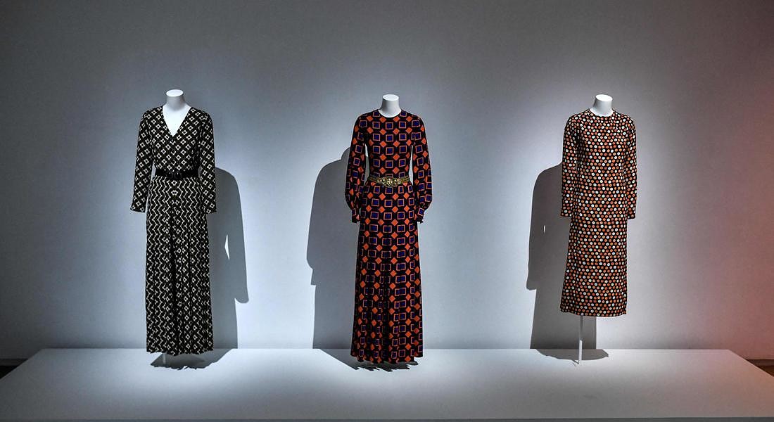 a creation of late French designer Yves Saint-Laurent displayed at the Centre  Pompidou (National Modern Art Museum) as part of the exhibitions 