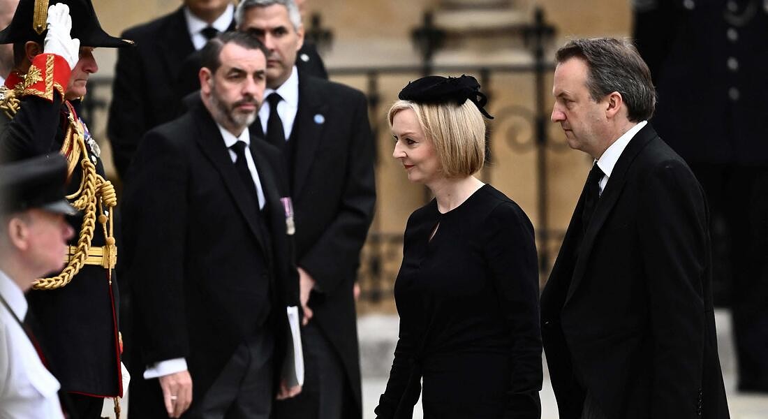 Funerali regina:British Prime Minister Liz Truss (L) and her husband Hugh O'Leary © AFP