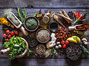 Olio di oliva, verdure, cereali, pomodori. una tavola rustica con i prodotti della nostra cultura mediterranea. foto iStock. (ANSA)