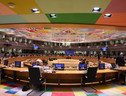 La sala dove i leader Ue tengono le riunione del Consiglio Europeo (ANSA)