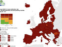 Mappa Ecdc, mai così tanti territori in rosso scuro (ANSA)