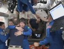 I quattro astronauti della Crew-4 a bordo della Stazione Spaziale (fonte: NASA TV) (ANSA)