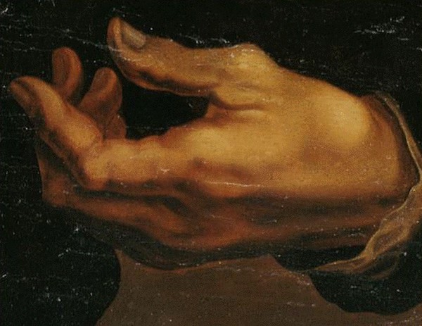 La mano sinistra di Michelangelo colpita dall'artrosi (fonte: Clinical Anatomy) © Ansa