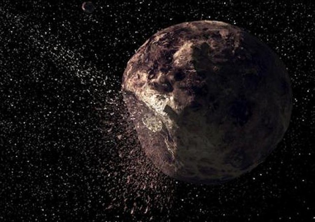 Rappresentazione artistica dell'impatto avvenuto sull'asteroide Pallas e che avrebbe dato origine all'asteroide Fetonte (fonte: B. E. Schmidt and S. C. Radcliffe of UCLA) © Ansa