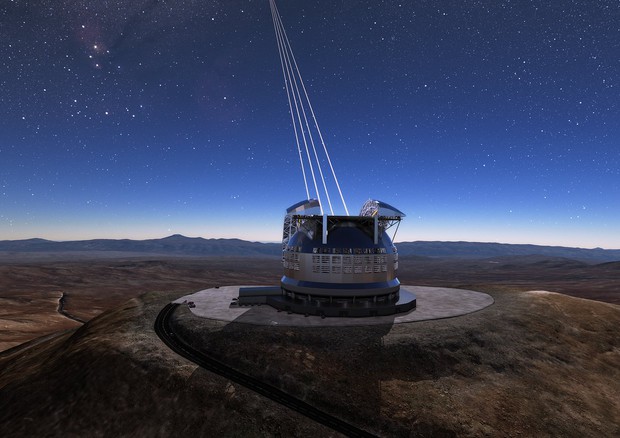 Rappresentazione artistica di Elt, il telescopio ottico più grande del mondo (fonte: ESO/L. Calcada) © Ansa