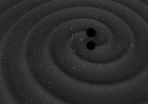Le onde gravitazionali possono nascere dalla fusione di due buchi neri (fonte: ESA/C.Carreau) © Ansa