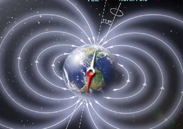Rappresentazione grafica dei poli magnetici della Terra (fonte: Peter Reid, The University of Edinburgh) © Ansa