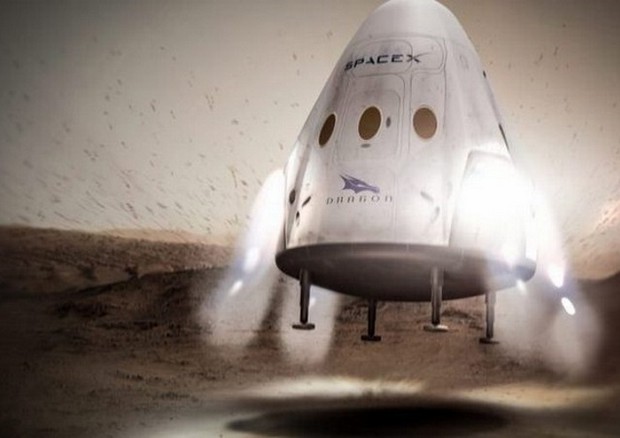 Rappresentazione artistica della capsula per Marte progettate dalla SpaceX di Elon Musk. (fonte: SpaceX, Flickr) © Ansa