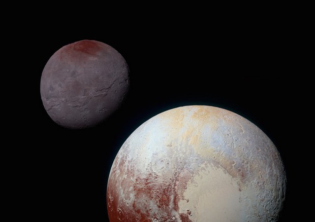 Plutone e Caronte insieme, viste dalla sonda New Horizons nel luglio 2015. (fonte: NASA / Johns Hopkins University Applied Physics Laboratory / Southwest Research Institute) © Ansa