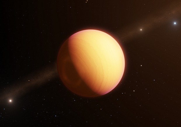 Rappresentazione artistica del pianeta extrasolare HR8799e (fonte: ESO/L.Calcada) © Ansa