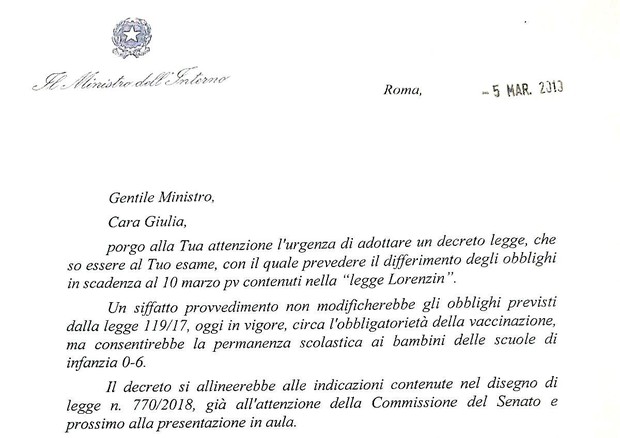 Lettera di Salvini alla Grillo © ANSA