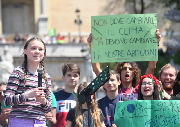Greta allo sciopero del clima a Roma © ANSA
