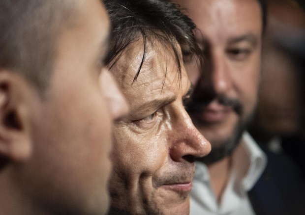 Il premier Conte con i due vicepremier, Salvini e Di Maio © ANSA 