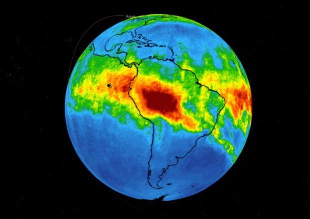 Amazzonia, dalla Nasa la mappa del monossido di carbonio dei roghi (fonte: NASA) © ANSA