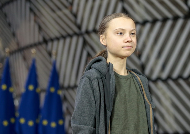 Swedish climate activist Greta Thunberg at EU Council © EPA