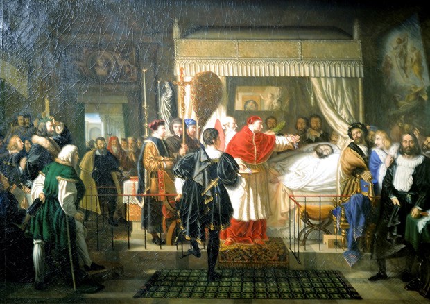  Papa Leone X omaggia la salma di Raffaello, nel dipinto di Bergeret (fonte: F. de Dijon, Wikipedia) © Ansa
