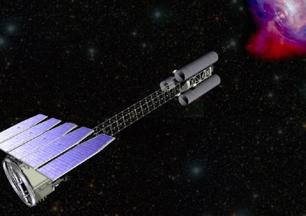 Il telescopio spaziale a raggi X Ixpe dispiega il lungo ‘collo’ (fonte: NASA) © Ansa