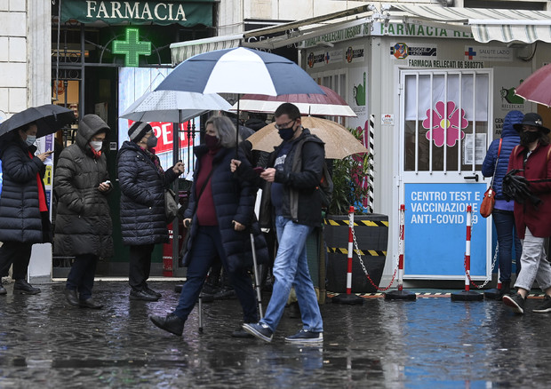 Persone in fila per il tampone a Roma in una recente immagine © ANSA