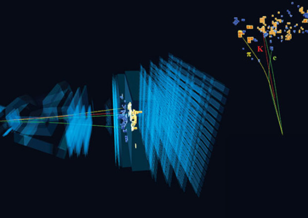 Rappresentazione grafica del raro decadimento osservato dall'esperimento LHCb (fonte: CERN) © Ansa