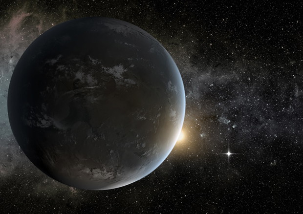 Rappresentazione artistica del pianeta roccioso Kepler-442 b, distante circa 1.200 anni luce (fonte: NASA) © Ansa
