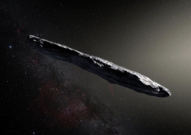 Rappresentazione artistica del misterioso oggetto avvistato nel Sistema Solare e chiamato Oumuamua (fonte: M Kornmesser/ESO) © Ansa