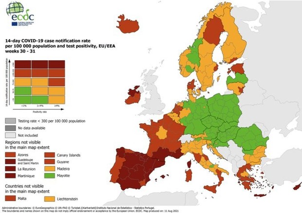 Covid: anche la Calabria in rosso nelle mappe Ue © ANSA