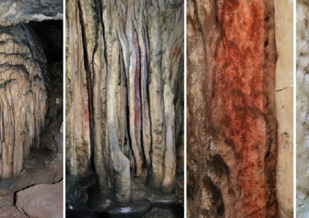 Le tracce di pigmenti rossi trovati nella grotta spagnola di Ardales (fonte: João Zilhão, ICREA) © Ansa